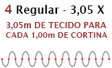 3,05m de tecido para cada 1,00m de cortina