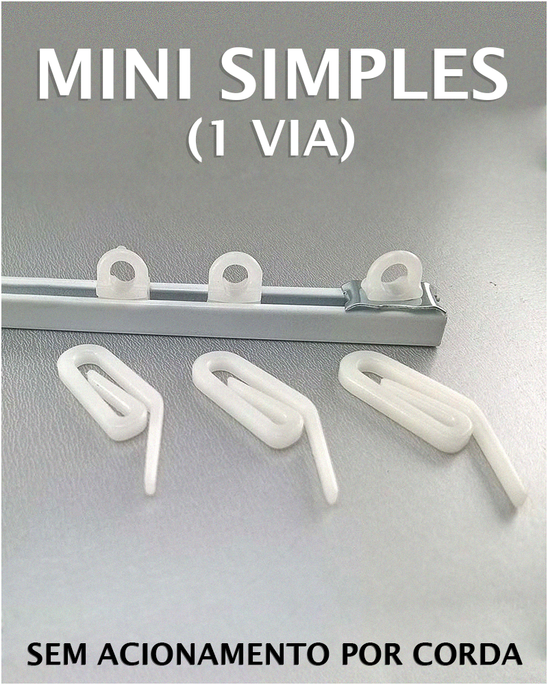 SISTEMA TRILHO MINI SIMPLES (1 VIA) SEM ACIONAMENTO POR CORDA