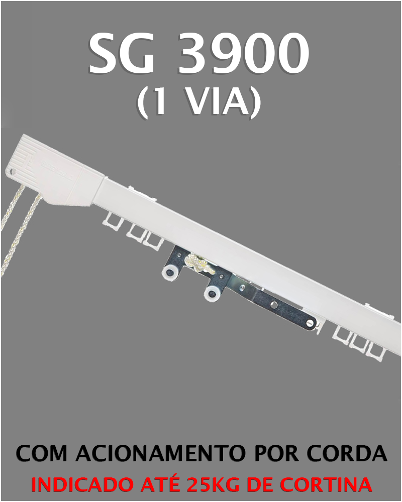 SISTEMA TRILHO SILENT GLISS 3900 COM ACIONAMENTO POR CORDA 25KG